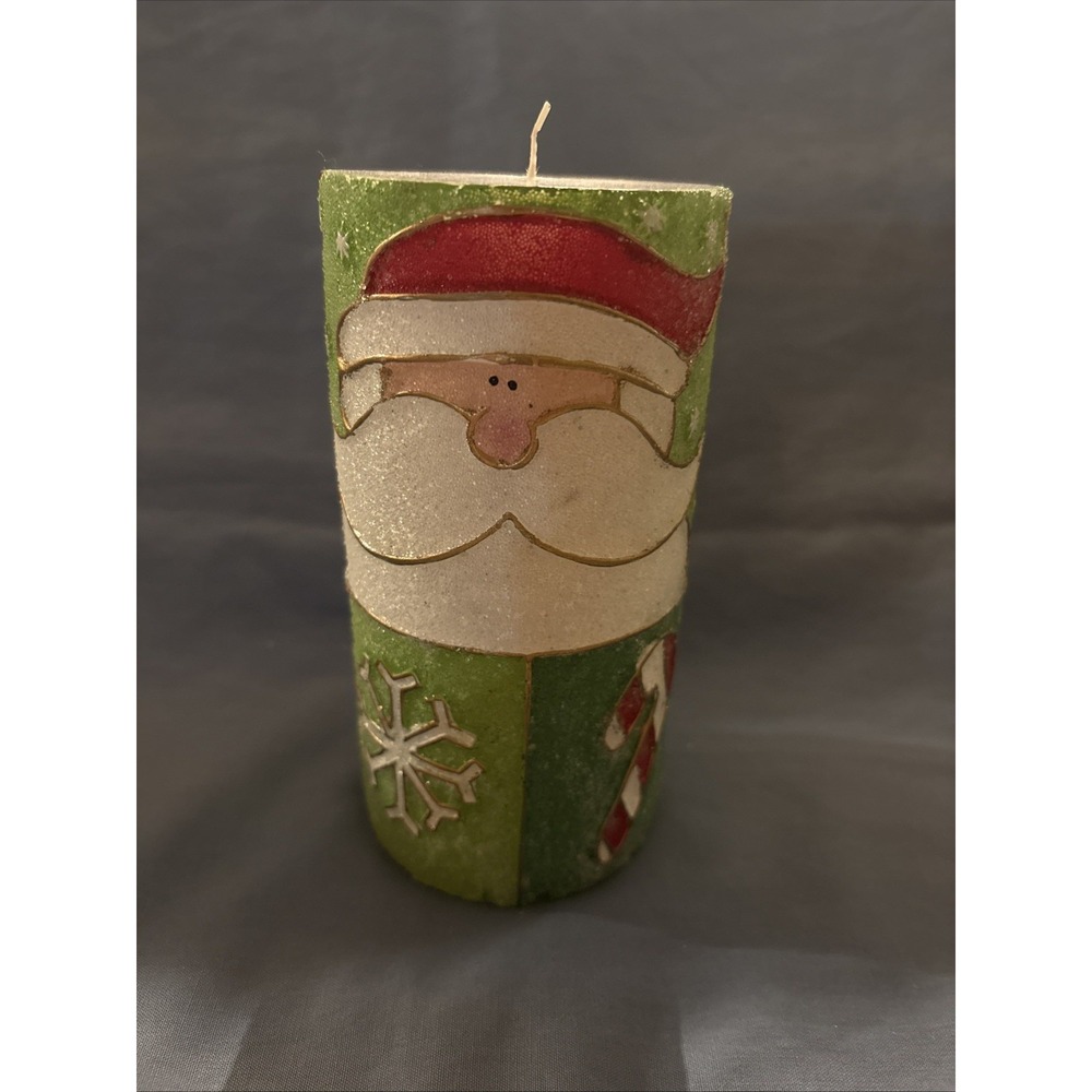 PIER 1 IMPORTS Christmas Candle Sparkle Santa Reindeer 6"x3" NEW